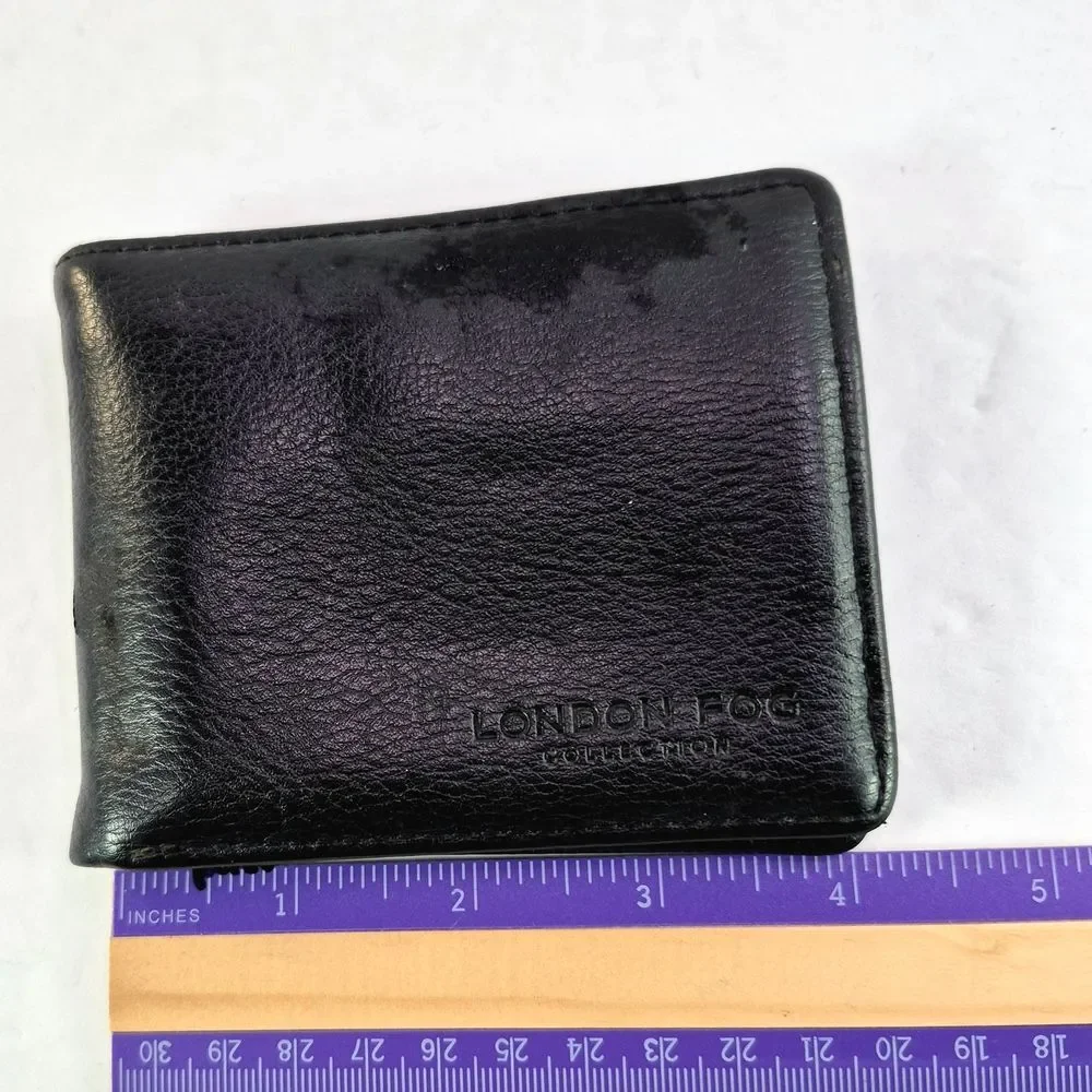 London Fog Men's Black Genuine Leather Bi-Fold Wallet